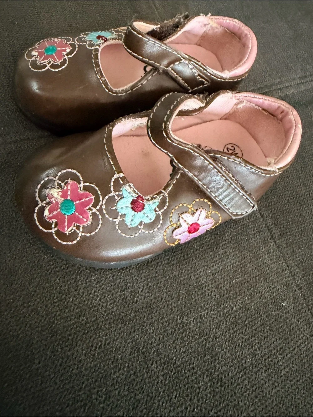 Baby & Walker Girls Brown Floral Mary Jane Shoes